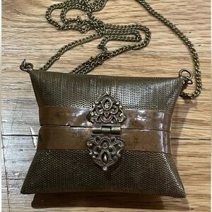 Antique vintage bronze colored pillow purse